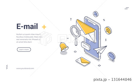 Email mail internet new message chat mobile app isometric web banner design template line vector 131644846