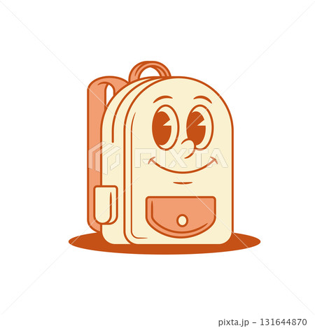 Cheerful smiling schoolbag back to school cartoon character isometric vector illustration 131644870