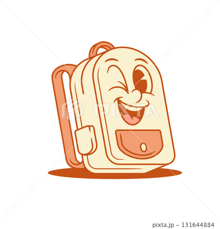 Comic schoolbag back to school cartoon character winked isometric vector illustration Comic schoolbag back to school cartoon character winked isometric vector illustration 131644884
