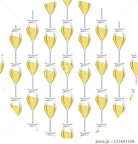 Stylized Outline Wine Glass with spot as White Wine Pattern on Round Backdrop Wine Thematic Backdrop 131645106