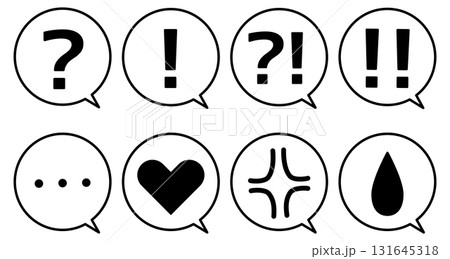 感情・表現：丸い吹き出しに入った記号アイコンセット 131645318