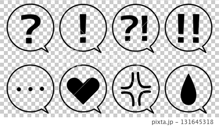 感情・表現：丸い吹き出しに入った記号アイコンセット 131645318
