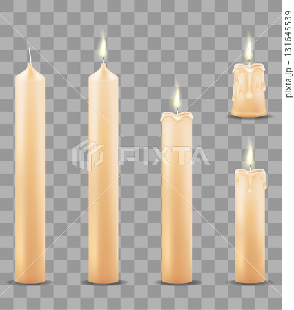 burning and decreasing wax candle cartoon stock vector illustration 131645539