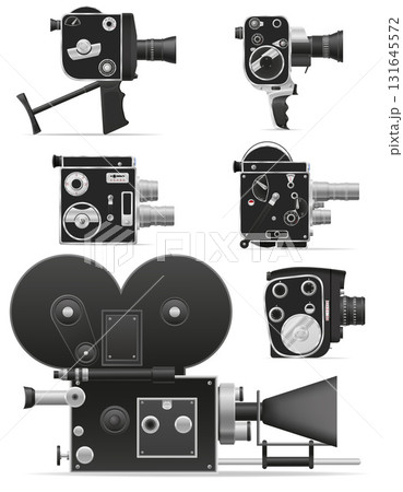 retro movie camera cinema old vintage items cartoon stock vector illustration 131645572