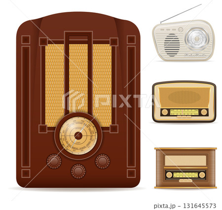 retro radio old vintage items cartoon stock vector illustration 131645573