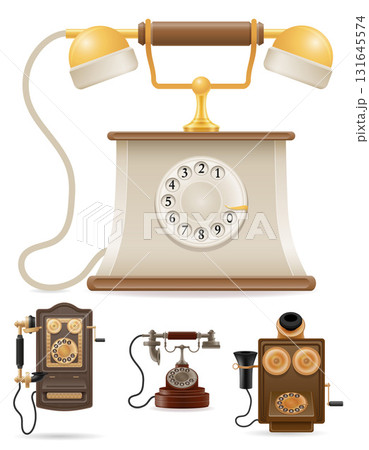 retro telephone old vintage items cartoon stock vector illustration 131645574