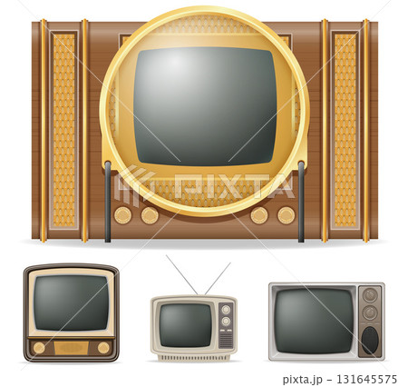 retro tv old vintage items cartoon stock vector illustration 131645575