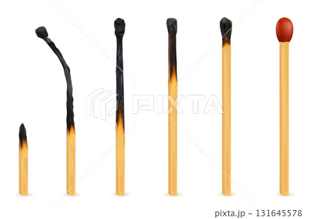 wooden burnt matches cartoon stock vector illustration 131645578