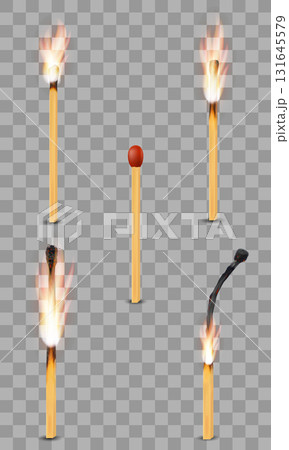 wooden burnt matches cartoon stock vector illustration 131645579