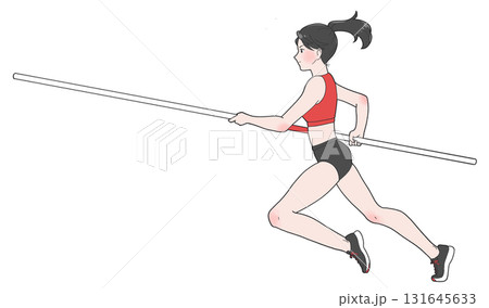 棒高跳びで助走する女子のイラスト 棒高跳びで助走する女子のイラスト 131645633