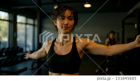 スポーツジムでエクササイズをする女性 131645685