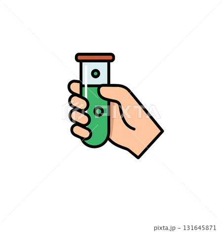 実験のカラーアイコン、試験管、素材、背景なし、資料作り 131645871