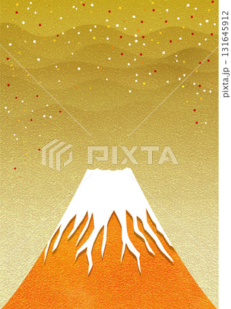 高級感のある金の雲と富士山の背景素材　テクスチャー 131645912