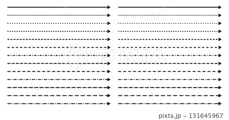 Long arrow line. Straight vector thin icon up or down. Horizontal dotted elements. Dash path to indicate direction. Long arrow line. Straight vector thin icon up or down. Horizontal dotted elements. Dash path to indicate direction. 131645967
