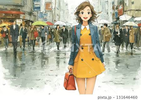 美優シリーズ：雨の中歩く美優 131646460