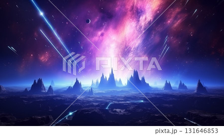 Futuristic hyper space landscape with cosmic explosions Futuristic hyper space landscape with cosmic explosions 131646853