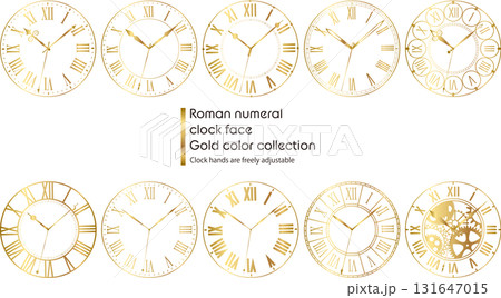 ローマ数字の時計の文字盤　ゴールドカラー10種セット アンティーク時計 131647015