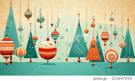 Playful holiday background with whimsical decorations Playful holiday background with whimsical decorations 131647059