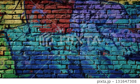 ペイントされたレンガの壁 131647308