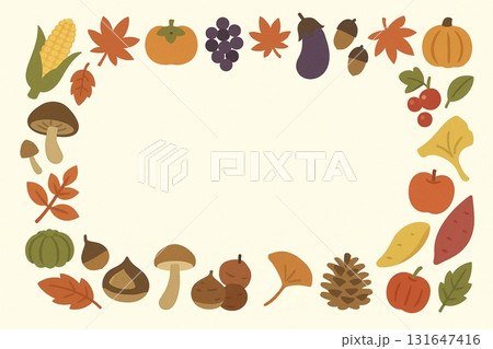 フレーム素材 秋の味覚 ベクター フレーム素材 秋の味覚 ベクター 131647416