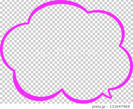 簡單蓬鬆的粉紅對話泡泡。尾巴尖位於右下方。手繪設計,可愛易用。 簡單蓬鬆的粉紅對話泡泡。尾巴尖位於右下方。手繪設計,可愛易用。 131647469