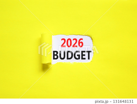 2026 Budget symbol. Concept words 2026 Budget on beautiful white paper. Beautiful yellow paper background. Business and 2026 budget concept. Copy space. 2026 Budget symbol. Concept words 2026 Budget on beautiful white paper. Beautiful yellow paper background. Business and 2026 budget concept. Copy space. 131648131