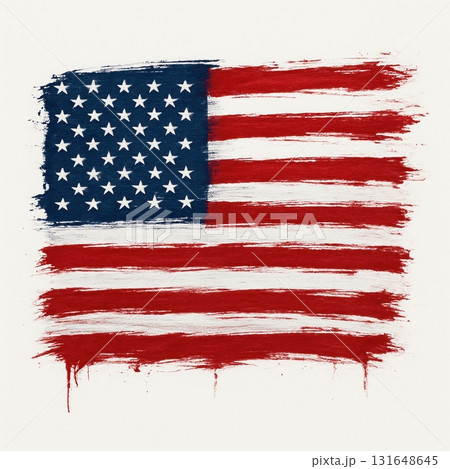 Grunge Painted American Flag 131648645