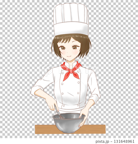 女糕點師角色在碗裡混合配料 131648961