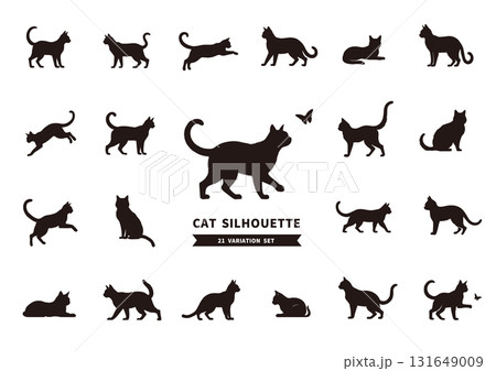 猫のシルエットセット デザインやロゴに使えるベクターイラスト素材 猫のシルエットセット デザインやロゴに使えるベクターイラスト素材 131649009