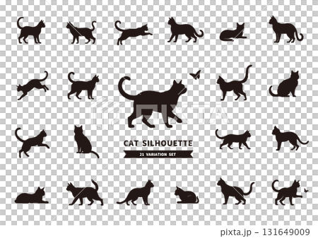 猫のシルエットセット デザインやロゴに使えるベクターイラスト素材 猫のシルエットセット デザインやロゴに使えるベクターイラスト素材 131649009