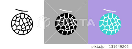 メロンのカラーとモノクロアイコンセット 131649203