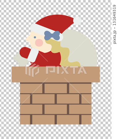 煙囪裡的聖誕老人和可愛的女孩 煙囪裡的聖誕老人和可愛的女孩 131649319