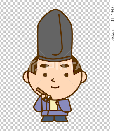 和歌を詠む平安時代の貴族の男性イラスト　かわいい和風キャラクター素材 131649486