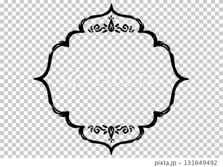Ornamental Asian frame with luxurious ornamentation and hand-drawn rough brushstrokes. 131649492