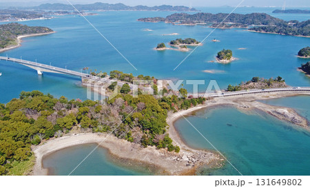 天草五橋（三・四号橋）付近のドローン空撮 131649802