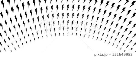 Thunder pattern in arch shape. Flash light shapes texture. Bolts background. Power, speed, danger or shock comic cartoon effect. Vector graphic illustration 131649982