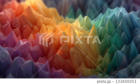 Colorful low poly abstract with geometric triangles and 3D faceted texture. Perfect for modern design, tech backgrounds, and branding visuals. Colorful low poly abstract with geometric triangles and 3D faceted texture. Perfect for modern design, tech backgrounds, and branding visuals. 131650351