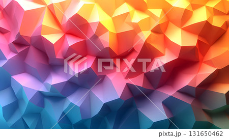 Colorful low poly abstract with geometric triangles and 3D faceted texture. Perfect for modern design, tech backgrounds, and branding visuals. Colorful low poly abstract with geometric triangles and 3D faceted texture. Perfect for modern design, tech backgrounds, and branding visuals. 131650462