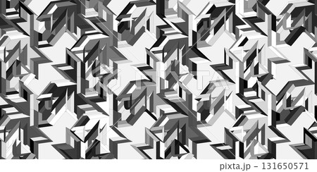 Geometric seamless 3d pattern, endless black and white vector regular background. Vector illustration. 131650571