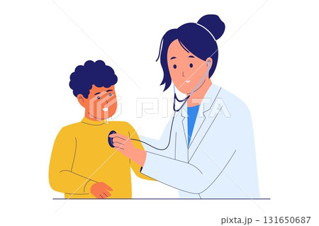 Illustration of Pediatrician and Child Checkup Illustration of Pediatrician and Child Checkup 131650687