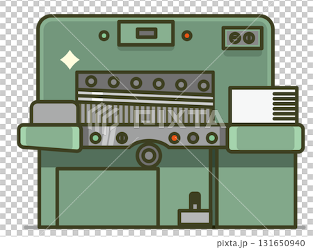 紙の断裁機のイラスト（ペーパーカッター・裁断機・印刷機器） 131650940