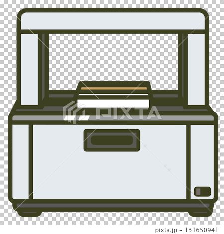Illustration of a sealing machine that seals paper with a brown ribbon (up to A4 size) Illustration of a sealing machine that seals paper with a brown ribbon (up to A4 size) 131650941