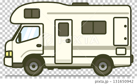 Illustration of a camper van from the side (outdoors, travel, leisure) Illustration of a camper van from the side (outdoors, travel, leisure) 131650942