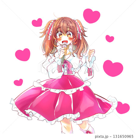 マイクを持って歌う女性アイドル 振付 マイクを持って歌う女性アイドル 振付 131650965