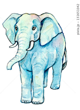 手描き水彩のかわいいゾウ 131651042