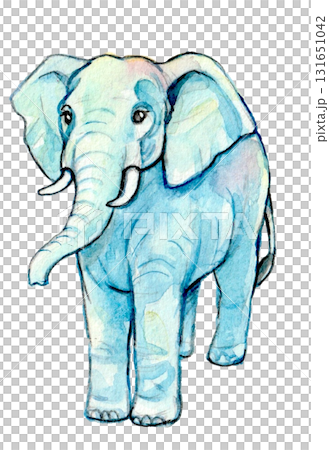 手描き水彩のかわいいゾウ 131651042