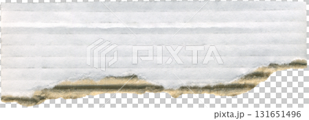 Ripped white piece of cardboard with jagged torn brown edge. Torn corrugated cardboard for mockup, background, packaging, creative crafting projects 131651496