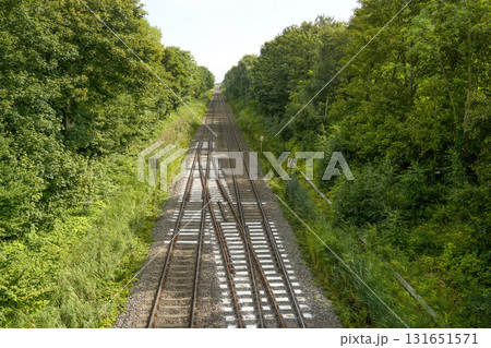 railroad tracks detail aerial view 131651571