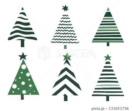 Simple Christmas Tree Icon Set Vector. Cute and Modern Winter Holiday Trees. 131651736