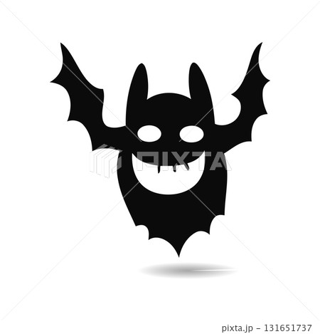 Cute Bat Monster Silhouette Vector. Funny Halloween Cartoon Character. 131651737